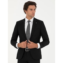 Cacharel Siyah Slim Fit Yün Karışımlı Klasik Ceket