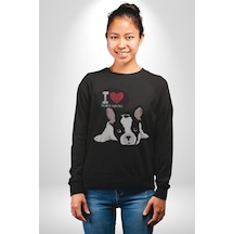 Seni Seviyorum Bulldog Unisex Siyah Baskılı Sweatshirt Siyah