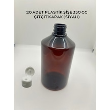 20 Adet Plastik Şişe 100 Cc / 250 Cc / 350 Cc Çıtçıt Kapaklı Beyaz / Siyah 20 Adet 350 Cc Çıtçıt Kapaklı Siyah