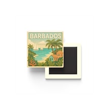 Barbados - Barbados - Paper Cut Art - Baskılı Buzdolap Magneti Kare - 9x9 Cm