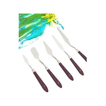 Palet Bıçağı 5 Parça Paslanmaz Çelik Spatula Seti, Kil Hamuru Pasta Krema Yağlıboya İçin Ahşap Saplı Süsleme Şekil Verme Ve Kazıma, Boya Araçları,mutfakta Ve Diğer Hobi Ve El Sanatları İçin 0