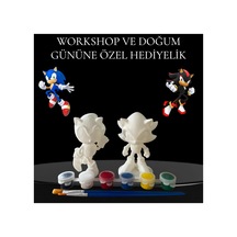 3d Shadow Ve Sonic Figür Boyama Seti - Kendin Boya Hobi Ve Etkinlik Seti - Akrilik Boya + 4 Fırça