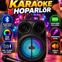 6.5 İnç Kablosuz Karaoke Hoparlör Mikrofonlu Rgb Işıklı Bluetooth Taşınabilir Speaker