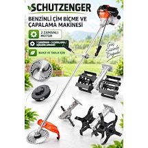 Schutzenger Hp-83 Benzinli Eleşeme Çapalama Makinesi Ot Çim Çalı Biçme Motoru Tüm Başlıklar Set Tarla Bahçe