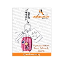 Kırmızı Bavul Uçak Pasaport Charm Asafaccessory
