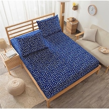 Tek Kişilik Ranforce Pamuk Kumaş Fitted Lastikli Çarşaf Seti 100x200 Lacivert