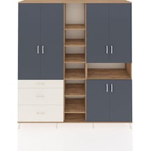 Hyperion Dolap 13 Raflı 3 Çekmeceli 6 Kapaklı 220x44x243 Çam-antrasit/aytaşı Çok Renkli
