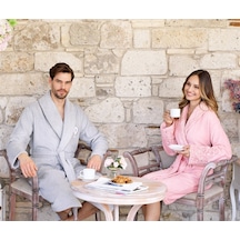 Özdilek Wedding Aile Bornoz Seti Gri - Pudra