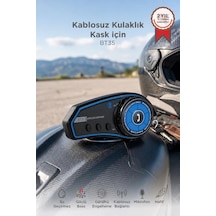 İtercom Motorsiklet Bluetooth Kask İnterkom Kulaklık Bt35 Siyah Yol Arkadaşı Ses Ünitesi