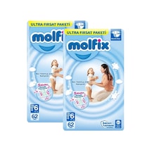 Molfix Bebek Bezi 6 Numara Xlarge Ultra Fırsat Paketi 2 x 62 Adet 2'li