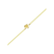 Altın Zincir Kalp Bileklik 14K Gold 17 Cm Taşlı Sarı Altın
