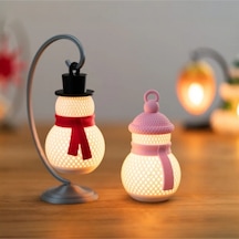Yılbaşı Dekorasyonu: 3d Baskı Kardan Adam Led Tealight Seti Asılabilir & Masa Üstü