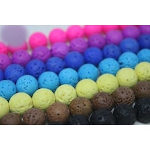 Yasam Tohumu Lav Taşı Fosforlu Pembe Renkli Yarım Dizi 10 MM 18 CM Çok Renkli