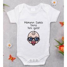 Bitmeyenkartus Bk Kids Isimli Mekanın Sahibi Geldi Tasarımlı Bebek Body Zıbın - Beyaz
