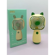 Mini Fan Kedi Model Fan Şarj Edilebilir El Fanı Vantilatör - Yeşil