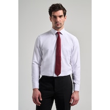İmza Beyaz Sert Yaka Düz Classic Pamuklu Comfort Fit Gömlek 1004250213 Beyaz