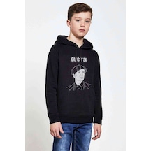 Tshirthane Peaky Blinders Gangster Baskılı Unisex Çocuk Kapüşonlu Sweatshirt Siyah