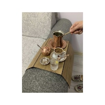 Ahşap Katlanabilir Koltuk Kolçak Tepsisi - Esnek Yan Sehpa Ve Bardak Altlığı - Koltuk Düzenleyici Kahverengi