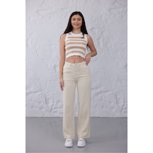 Eseclass Premium Krem Straight Denim Jean Pantolon Krem Krem