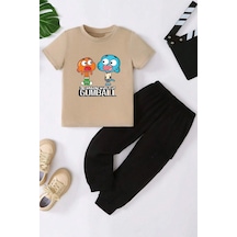 Uyguntarz Çocuk Gumball Alt - Üst Eşofman Takımı Bej