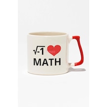 I Love Math Matematik Öğrenci Hediye Baskılı Kırmızı Kulplu Modern Seramik Kupa Kırmızı