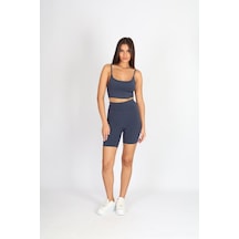 Soft&Basic Kadın Bıker Toparlayıcı Spor Tayt İndigo