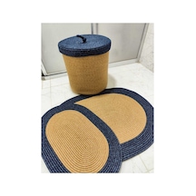 Jüt Hasır 3 Lü Banyo Paspas Takımı Bohem Tarzı Banyo Takımı Paspas:50x80/ 40x60 /sepet/25x25 Hasır Kırçılmavi Hasır Kırçılmavi