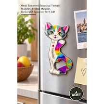 4 Adet Buzdolabı Süsü Kedi Tasarımlı İstanbul Temalı Magnet, Fridge Magnet, Dekoratif Tasarım 14 7 Cm