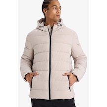 Defacto Su İtici Slim Fit Dar Kesim Astarlı Kapüşonlu Fermuarlı Cepli Dolgulu Mont R0216az25aubg766 Bej-bg766