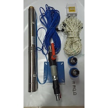 4sdm16/9 3hp Alarko 25 Mt Yassı Kablolu Ve Panolu 50 Mt Halatlı Çift Vanalı Akıtma Başlıklı Monofaze Takım Dalgıç Pompa
