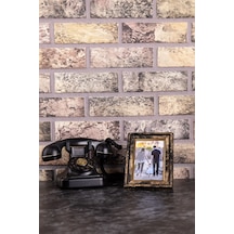 Kahverengi Ayaklı Çerçevesi 10x15 Kahverengi Mermer Desen