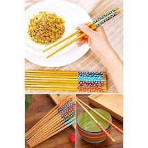 Bambu Chopstick Çubuk Yemek Çubuğu Yıkanabilir Tekrar Kullanılabilir 10 Çift- 20 Adet Ahşap - Şeffaf