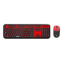 Everest Round Km-6282 Siyah Kırmızı Kablosuz Qmultimedia Klavye + Mouse Set Diğer