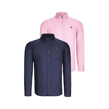 İkili Set G725 Dewberry Erkek Gömlek-lacivert-pembe Lacivert-pembe