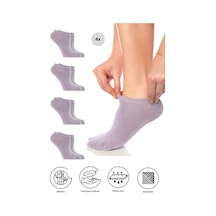 Saysez Bambu Kadın Sneaker Lila-mor Çorap Dikişsiz Görünmez Bilekte Spor Çorap Premium 4'lü Paket Renkli