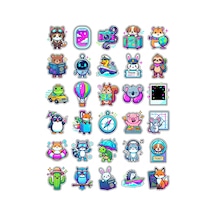 30 Adet Parlak Y2k Seyahat Sticker Seti - Valiz Laptop Defter İçin Çok Renkli