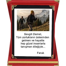Fotoğraf Ve Yazı Baskılı Kişiye Özel Kırmızı Kadife Plaket