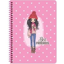 16x22 Cm Çizgisiz 80 Yaprak Telli Defter Karton Kapak 60 Gr Beyaz Sayfa Best Friends Çok Renkli