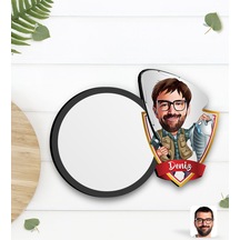 Bk Gift Kişiye Özel Erkek Balıkçı Karikatürlü Ahşap Bardak Altlığı-1