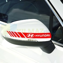 Hyundai Logo Yan Dikiz Ayna Kapağı Şerit Oto Sticker Etiket 3Çift 20 X 2 Cm