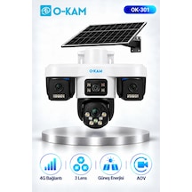 O-kam Ok-301 4g 9mp Üç Lensli Solar Aov Ptz Kamera