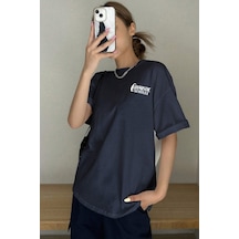Unisex Optimistic Baskılı Tasarım Tshirt Lacivert