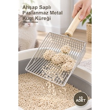 10 Adet Ahşap Saplı Paslanmaz Metal Kum Küreği