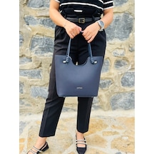 Just Polo Kadın Orijinal Just Polo Yeni Sezon Büyük Boy Yumuşak Deri Lüks El Çantası Shopper Lacivert