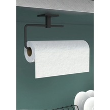 Siyah Rulo Havluluk Peçetelik Yapışkanlı Pratik Banyo Mutfak Askısı Siyah Metal Diğer