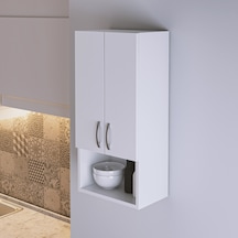 Bd-01 Kapaklı Bölmeli Banyo Mutfak Asma Dolap Beyaz Beyaz
