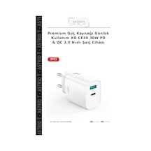 Premium Güç Kaynağı Günlük Kullanım Xo Ce30 30w Pd & Qc 3.0 Hızlı Şarj Cihazı