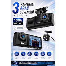 C309 Tipi 3 Kameralı Lcd Ekran Araç Kamerası Hareket Sensörlü Gece Görüşlü G Sensörlü