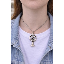 Vintage Pervane Figürlü Gümüş Renk Unisex Uzun Kolye Çok renkli