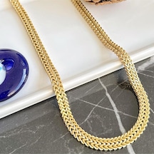 Çift Sıra Örgü Model Altın Kaplama Unisex Çelik - Sevgiliye - Eşe - Babaya - Arkadaşa Çelik Kolye